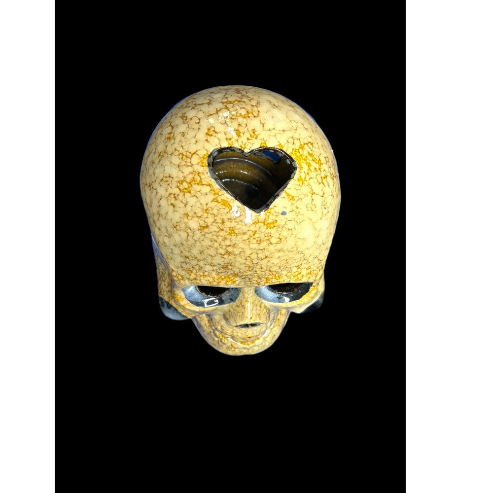 Day of Dead Glazed Ceramic Votive Candle Skull Goth Halloween Home Decor - Picture 8 of 15